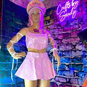 New Pink Vinyl Rave skirt